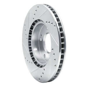 Kia Forte5 Brake Rotor (1) - Front Right - R1 Concepts - Drilled & Slotted - Silver - `10-`13